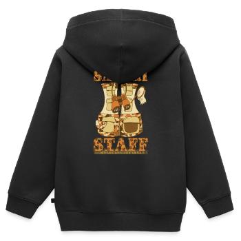 Safari Staff Zoo Keeper Thème - Sweat Premium à capuche zippé enfant bio - noir - Dos - AI Model Kid Male (0cm)