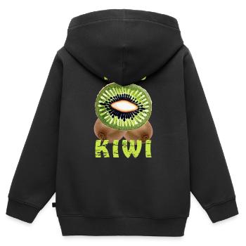 KIWI ALLES KIWI - Kinder Premium Organic Zip Hoodie - Schwarz - Hinten - AI Model Kid Male (0cm)