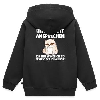 Katze Bitte Nicht Ansprechen - Kinder Premium Organic Zip Hoodie - Schwarz - Hinten - AI Model Kid Male (0cm)