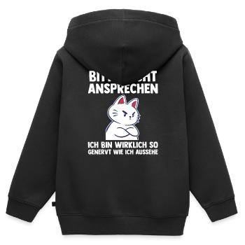Katze Bitte Nicht Ansprechen - Kinder Premium Organic Zip Hoodie - Schwarz - Hinten - AI Model Kid Male (0cm)