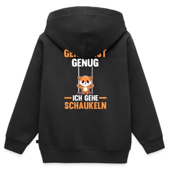 Katze Genug Ist Genug Ich Gehe Schaukeln - Kinder Premium Organic Zip Hoodie - Schwarz - Hinten - AI Model Kid Male (0cm)