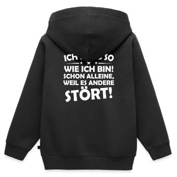 Ich bleibe so wie ich bin! schon alleine, weil es - Kinder Premium Organic Zip Hoodie - Schwarz - Hinten - AI Model Kid Male (0cm)