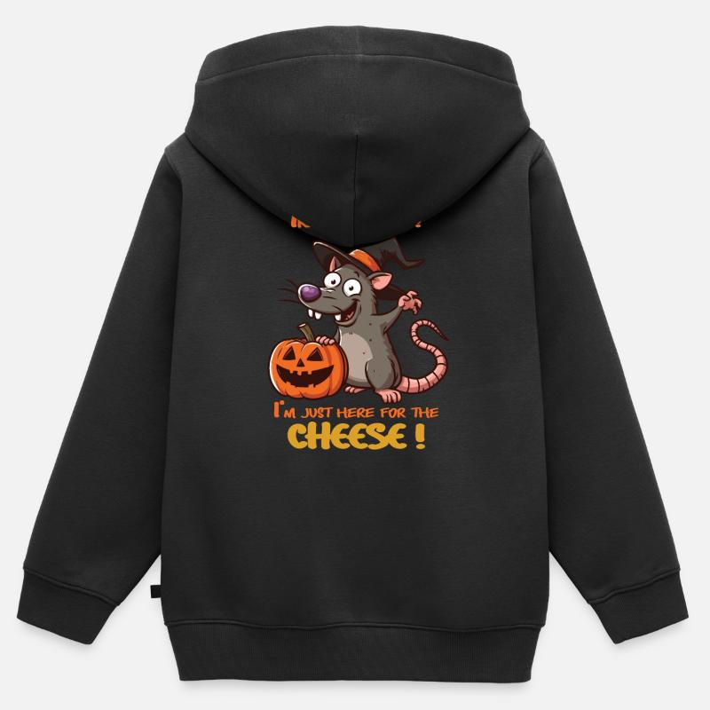 Halloween-Ratte, Süßes oder Saures Käse - Kinder Premium Organic Zip Hoodie - Schwarz