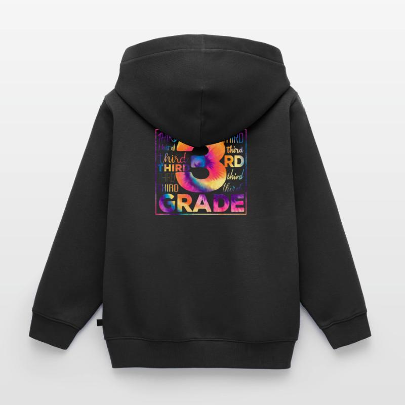 Tie Dye 3rd Grade Third Typography Team Students Kids Premium Organic Zip-up Hoodie