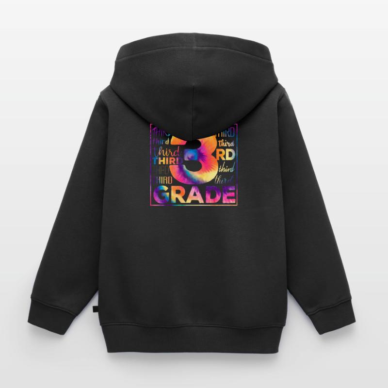 Tie Dye 3rd Grade Third Typography Team Students Kids Premium Organic Zip-up Hoodie