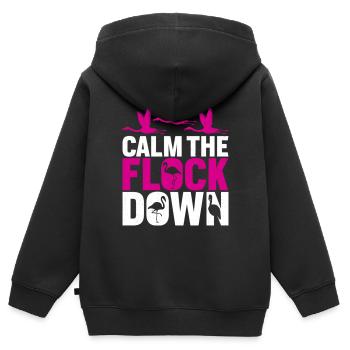 Flamingos beruhigen die Herde - Kinder Premium Organic Zip Hoodie - Schwarz - Hinten - AI Model Kid Male (0cm)