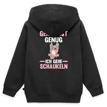 Eule Genug Ist Genug Ich Gehe Schaukeln - Kinder Premium Organic Zip Hoodie - Schwarz - Hinten - AI Model Kid Male (0cm)