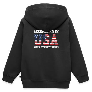Zypriotischer amerikanischer Patriot USA - Kinder Premium Organic Zip Hoodie - Schwarz - Hinten - AI Model Kid Male (0cm)