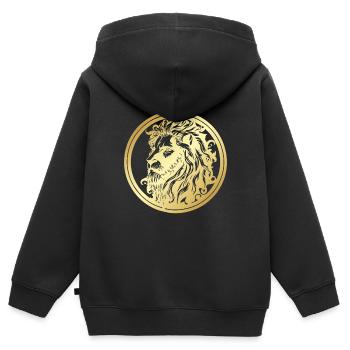 LION 3 - Sweat Premium à capuche zippé enfant bio - noir - Dos - AI Model Kid Male (0cm)