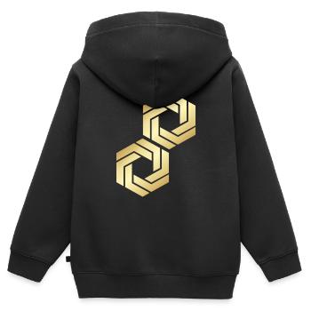 HEXAGONE - Sweat Premium à capuche zippé enfant bio - noir - Dos - AI Model Kid Male (0cm)