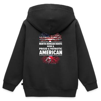 Corée du Nord Patriote américain États-Unis cultivé - Sweat Premium à capuche zippé enfant bio - noir - Dos - AI Model Kid Male (0cm)