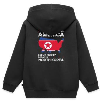 Corée du Nord Patriote américain États-Unis cultivé - Sweat Premium à capuche zippé enfant bio - noir - Dos - AI Model Kid Male (0cm)