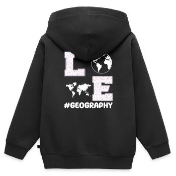 Liebe Geografie - Kinder Premium Organic Zip Hoodie - Schwarz - Hinten - AI Model Kid Male (0cm)