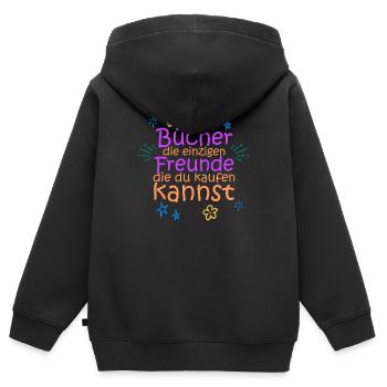 Bücher sind meine Freunde - Kinder Premium Organic Zip Hoodie - Schwarz - Hinten - AI Model Kid Male (0cm)