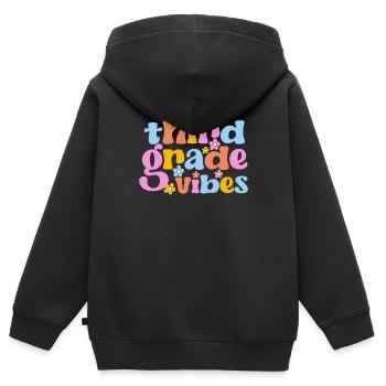 Third Grade Vibes Third Grade Team Retro 100 - Kids Premium Organic Zip-up Hoodie - black - Back - AI Model Kid Male (0cm)