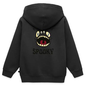 Costume d’Halloween fantôme groovy mignon, faire semblant que je suis - Sweat Premium à capuche zippé enfant bio - noir - Dos - AI Model Kid Male (0cm)