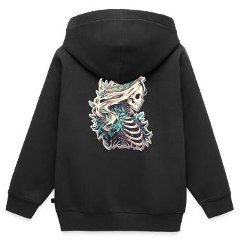 Crâne de squelette Crâne Crâne Crâne - Sweat Premium à capuche zippé enfant bio - noir - Dos - AI Model Kid Male (0cm)