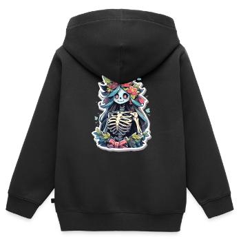 Crâne de squelette Crâne Crâne Crâne - Sweat Premium à capuche zippé enfant bio - noir - Dos - AI Model Kid Male (0cm)