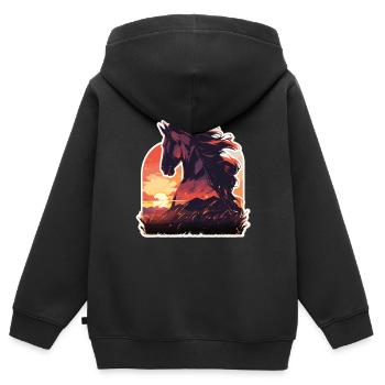 Horses, Sunset, Horse, Stallion, Riding - Kids Premium Organic Zip-up Hoodie - black - Back - AI Model Kid Male (0cm)