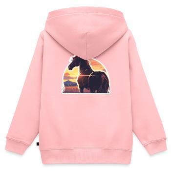 Horse, Retro, Horse, Sunset, Riding - Kids Premium Organic Zip-up Hoodie - rose - Back - AI Model Kid Female (0cm)