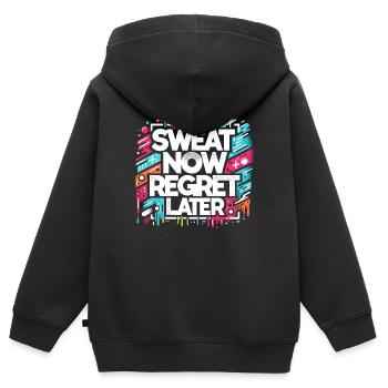 Transpirer maintenant, regretter plus tard - Sweat Premium à capuche zippé enfant bio - noir - Dos - AI Model Kid Male (0cm)