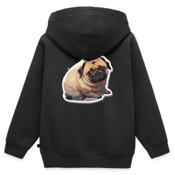 Carlin Carlin Chien Carlin Vivre Carlin Cadeaux - Sweat Premium à capuche zippé enfant bio - noir - Dos - AI Model Kid Male (0cm)