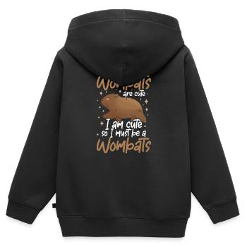 Ich bin ein Wombat Australien Beuteltier - Kinder Premium Organic Zip Hoodie - Schwarz - Hinten - AI Model Kid Male (0cm)