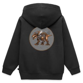Steampunk-Dinosaurier - Kinder Premium Organic Zip Hoodie - Schwarz - Hinten - AI Model Kid Male (0cm)