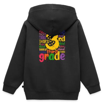 3. Dritte Klasse Typografie Team Grader 100. - Kinder Premium Organic Zip Hoodie - Schwarz - Hinten - AI Model Kid Male (0cm)