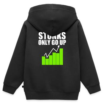 Les Stonks ne montent que pour les amateurs de parodie de la Bourse - Sweat Premium à capuche zippé enfant bio - noir - Dos - AI Model Kid Male (0cm)