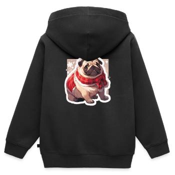 Carlin Carlin Chien Carlin Noël Carlin Noël - Sweat Premium à capuche zippé enfant bio - noir - Dos - AI Model Kid Male (0cm)