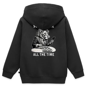 TEMPS D’ÉCRAN DE SMARTPHONE TOUT LE TEMPS - Sweat Premium à capuche zippé enfant bio - noir - Dos - AI Model Kid Male (0cm)