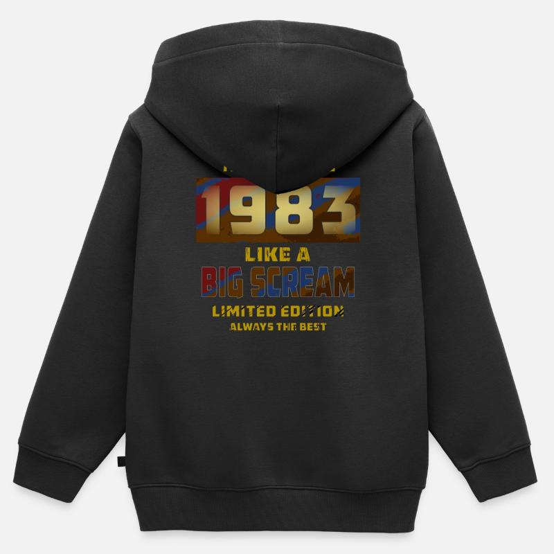 ANNO ANNO 1983 - Felpa Premium con cappuccio con zip bambino bio - nero