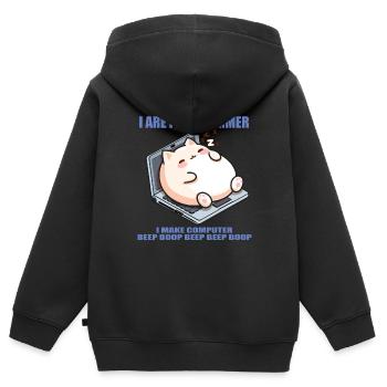 Ich bin Programmierer, fette schlafende Katze - Kinder Premium Organic Zip Hoodie - Schwarz - Hinten - AI Model Kid Male (0cm)