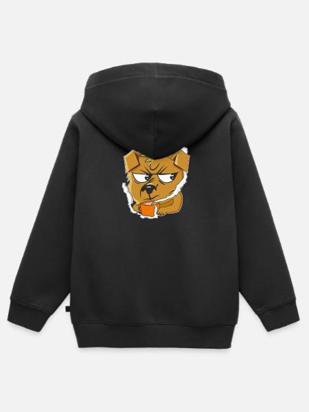 HUND GRIMMIG KAFFEE - Kinder Premium Organic Zip Hoodie - Schwarz