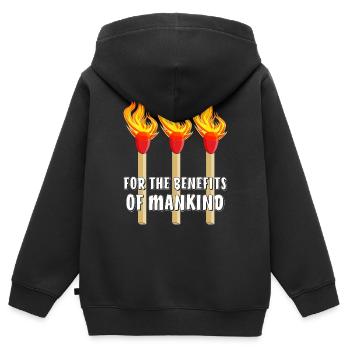 MATCH POUR LES AVANTAGES DE L’HUMANITÉ - Sweat Premium à capuche zippé enfant bio - noir - Dos - AI Model Kid Male (0cm)