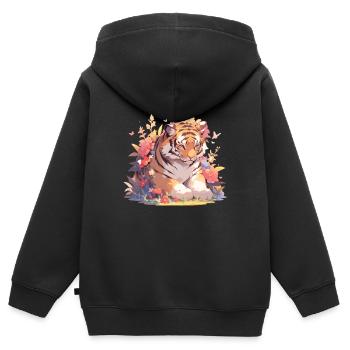 Tiger Baby Tiger Tiger Baby - Kinder Premium Organic Zip Hoodie - Schwarz - Hinten - AI Model Kid Male (0cm)