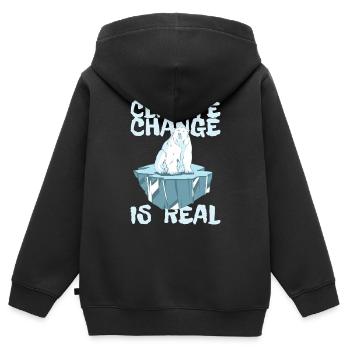 CLIMATE CHANGE IS REAL - Climate Change Climate Protection - Kids Premium Organic Zip-up Hoodie - black - Back - AI Model Kid Male (0cm)