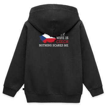 Nichts macht mir Angst Meine Frau ist tschechisch - Kinder Premium Organic Zip Hoodie - Schwarz - Hinten - AI Model Kid Male (0cm)