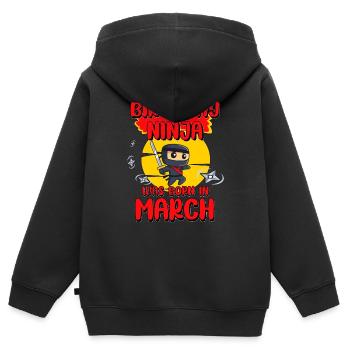 Birthday Ninja March Bday Party Gift For Bday Boy - Kinder Premium Organic Zip Hoodie - Schwarz - Hinten - AI Model Kid Male (0cm)