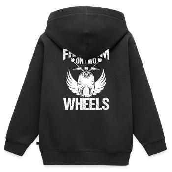 Freedom On Two Wheels Moped Scooter - Kids Premium Organic Zip-up Hoodie - black - Back - AI Model Kid Male (0cm)