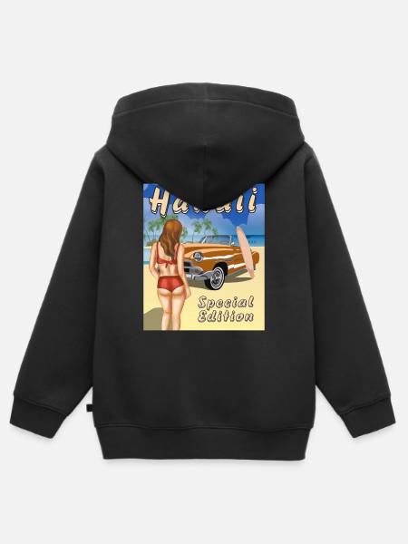 HAWAII Special Edition - Kinder Premium Organic Zip Hoodie - Schwarz