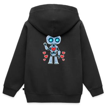Roboter Herz Valentinstag Paare Passende Familie - Kinder Premium Organic Zip Hoodie - Schwarz - Hinten - AI Model Kid Male (0cm)