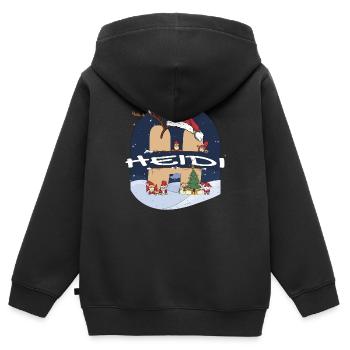 Awesome Heid Name mit Weihnachtsmütze im Weihnachtsthema - Kinder Premium Organic Zip Hoodie - Schwarz - Hinten - AI Model Kid Male (0cm)