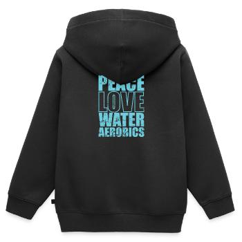 Paix, Amour, Eau, Aérobic, Santé - Sweat Premium à capuche zippé enfant bio - noir - Dos - AI Model Kid Male (0cm)