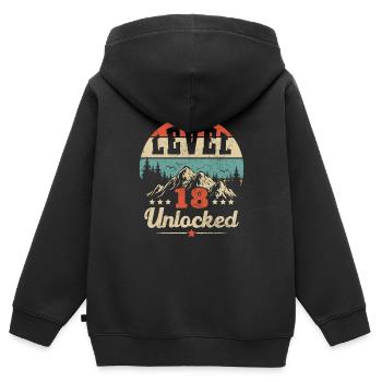 Level 18 freigeschaltet - Gamer - Geburtstag - Geschenk - Kinder Premium Organic Zip Hoodie - Schwarz - Hinten - AI Model Kid Male (0cm)