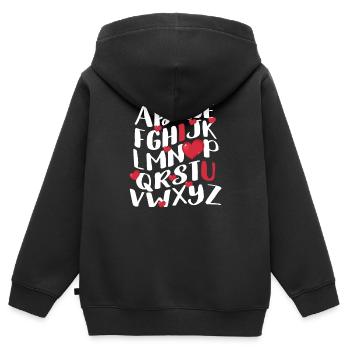 ABC craie Alphabet je t’aime professeur étudiant - Sweat Premium à capuche zippé enfant bio - noir - Dos - AI Model Kid Male (0cm)