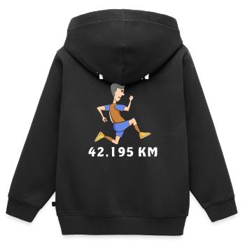 Faire du jogging - Sweat Premium à capuche zippé enfant bio - noir - Dos - AI Model Kid Male (0cm)