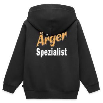 Bin Ärger Spezialist - Kinder Premium Organic Zip Hoodie - Schwarz - Hinten - AI Model Kid Male (0cm)