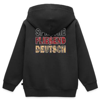 SPRECHE FLIEßEND DEUTSCH - Kinder Premium Organic Zip Hoodie - Schwarz - Hinten - AI Model Kid Male (0cm)
